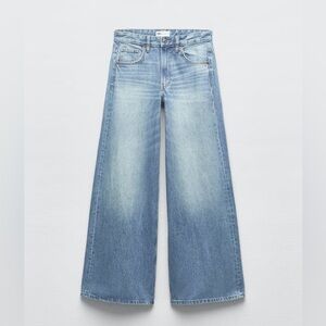 Zara MID-RISE TRF PALAZZO JEANS BLUE 2